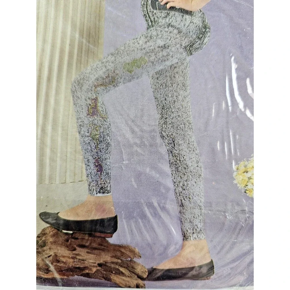 Unnex Fashion Jean Tights Girls Size Large 7-10 Novelty Dinosaur Print 90s Y2K
